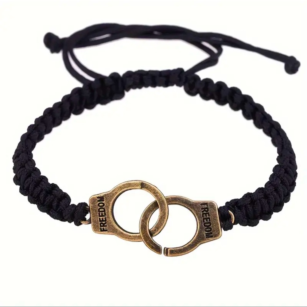 Bracelet, Handcuff Bracelet, Adjustable, New, Black & Bronze